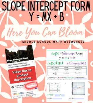 Preview of Slope-interecept form y =mx+b video & editable notes for virtual learning!