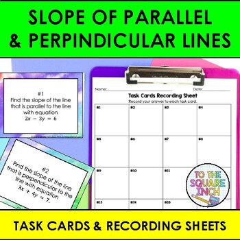 Preview of Slope of Parallel and Perpendicular Lines Task Cards Practice Activity