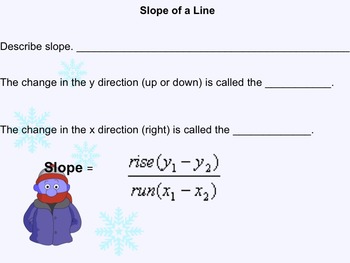 Preview of Slope of a Line Notes and Assignments on Smartboard