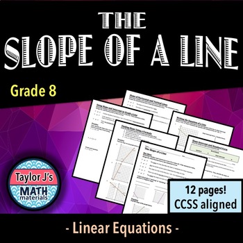 Preview of Slope of a Line Worksheet Packet