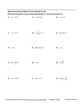 Slope of a Line Worksheet with Video Answers by LPCMath | TpT