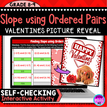 Preview of Slope using Ordered Pairs Digital Valentine's Day Math Mystery Picture Reveal