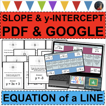 Preview of Slope y-Intercept Equation Graphing Scavenger Hunt (PDF & GOOGLE SLIDES)