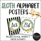 Sloth Alphabet Posters | Sloth Cursive Alphabet
