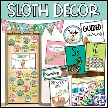 Preview of Sloth Classroom Decor Bundle | Sloth Class Decor