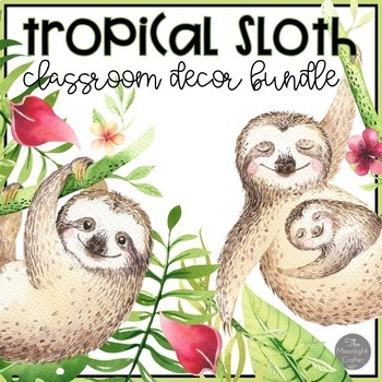 Preview of Sloth Classroom Decor BUNDLE with EDITABLE features