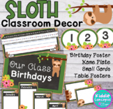 Sloth Classroom Decor Theme- Posters, Name Plate, Note Car