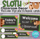Sloth Classroom Decor - Welcome Sign and Schedule Cards