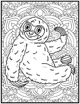 Sloth Coloring Pages | Mindfulness Coloring Sheets by Qetsy | TPT
