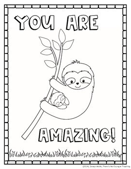 Sloth Coloring Pages with Motivational Quotes by There's No Crying In