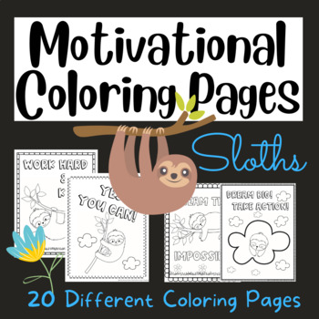 Preview of Sloth Coloring Pages with Motivational Quotes