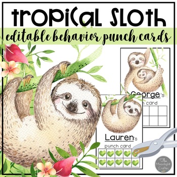 Preview of Sloth EDITABLE Behavior Punch Cards