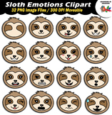 Sloth Emotions Clipart - Facial Expressions