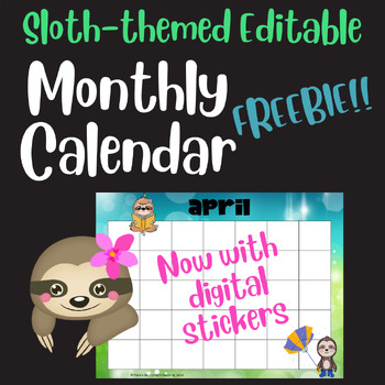 A4 Personalised Sloth Calendar 12 Months 2022 N7 