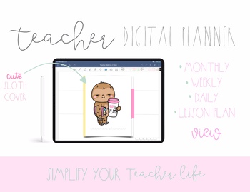 Preview of Sloth Teacher Digital Planner for Goodnotes | Teacher Planner | Digital Planner