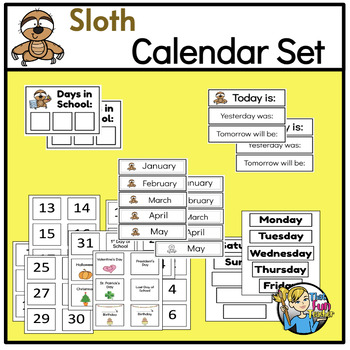 Preview of Sloth Theme - Calendar Set