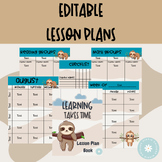 Sloth Theme-Editable Lesson Plans