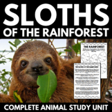 Sloth Unit | Animal Study | Rainforest Animal Unit | Resea