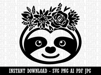 Happy Sloth Making Heart Arms Clipart Digital Download SVG PNG JPG PDF Cut  Files