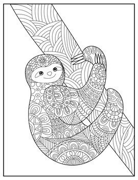 Sloth Zentangle Coloring Pages Zen Doodle Coloring Sheets March April ...