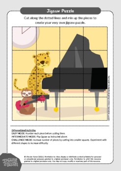 Preview of Sloth and Jaguar Jigsaw Puzzle (Musical Concepts - Tempo)
