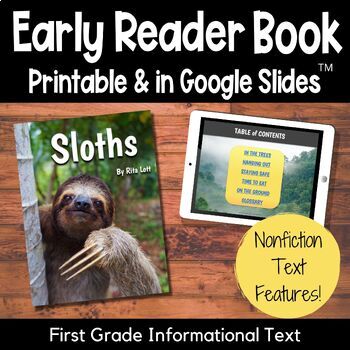 Preview of Sloths - Nonfiction Early Reader with Reading Comprehension Pages - First Grade