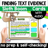 Sloths Finding Citing Text Evidence Reading Boom Cards Tas
