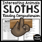 Sloths Informational Text Reading Comprehension Worksheet 