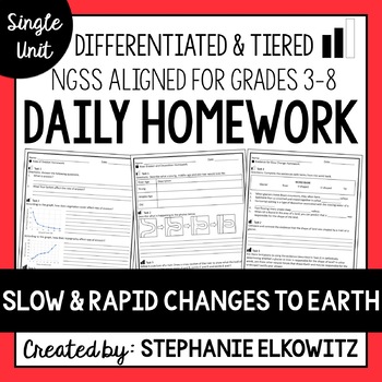 Preview of Slow and Rapid Changes to Earth Homework | Printable & Digital