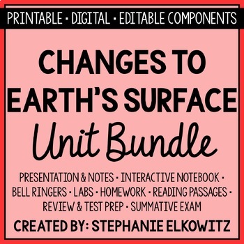 Preview of Slow and Rapid Changes to Earth Unit | Printable, Digital & Editable Components