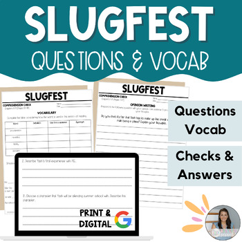 Preview of Slugfest (Gordon Korman) - Questions, Vocab, Comprehension Checks - Google & PDF