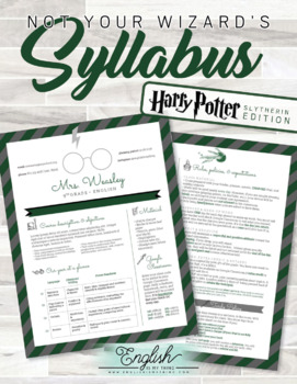 Preview of Slytherin / Harry Potter Themed Syllabus Template #10.1 (GOOGLE SLIDES!)