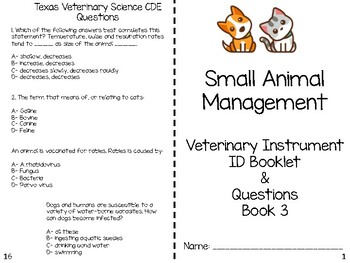 Preview of Small Animal Management Warm Ups Book 3