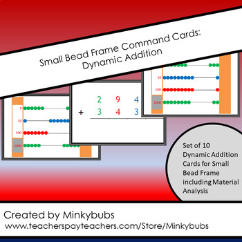 Preview of Small Bead Frame Command Cards Montessori Dynamic Addition and Material Analysis