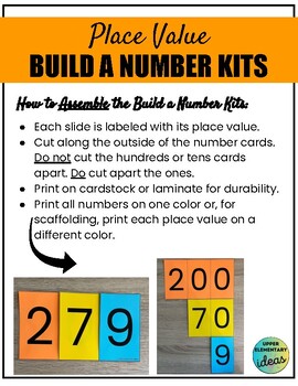 Preview of Small Build-a-Number Kits for Place Value (Hundreds, Tens, Ones) for Small Group