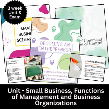 Preview of Unit - Small Business, Functions of Management and Business Organizations