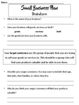 Preview of Small Business Plan FREEBIE