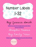 Small Colorful Number Labels 1-32