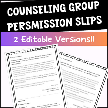 Preview of Small Counseling Group Permission Slip & Opt-Out Editable Template | Lunch Bunch