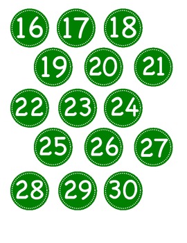 Green Circle Number Labels 1 - 30  Number labels, File folder labels, Book  bin labels