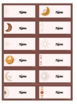 Small Editable Name Labels_Boho Astrology_Maroon