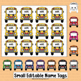 Small Editable Name Tags School Bus Rainbow Student Desk L
