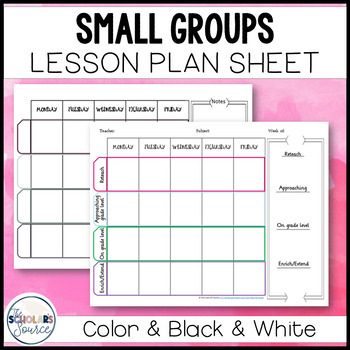 Preview of Small Group Lesson Plan Template