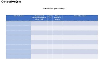 Preview of Small Group Activities Tracking Form