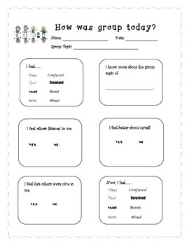 Preview of Small Group Counseling Evaluation Form