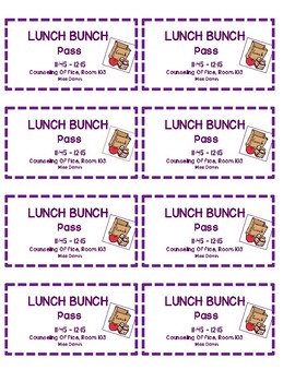 school lunch pass template