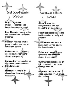 Preview of Small Group Discussion Roles Bookmarks