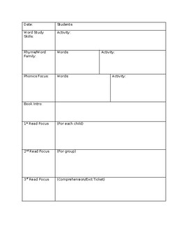 Preview of Small Group Guided Reading Lesson Plan