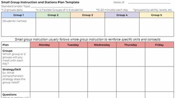 Preview of Small Group Instruction Planner and Examples