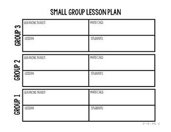 Preview of Small Group Lesson Plan Template